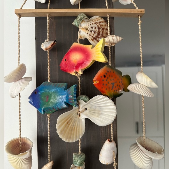 Handmade shell wind home for outdoors beach theme fish nautical style - Picture 4 of 5